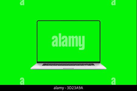 Laptop with green chroma key screen for visual effects, video editing, digital mockup, and creative post-production studio work setup Stock Photo