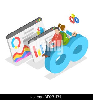 3D Isometric Flat  Illustration of Software Development, Agile Management, Kanban and DevOps. Item 1 Stock Photo