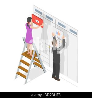 3D Isometric Flat  Illustration of Software Development, Agile Management, Kanban and DevOps. Item 2 Stock Photo