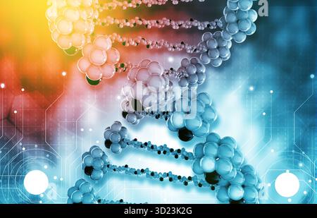 DNA on high tech background. 3d illustration Stock Photo