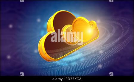 Cloud computing security concept. safety concept. 3d illustration Stock Photo