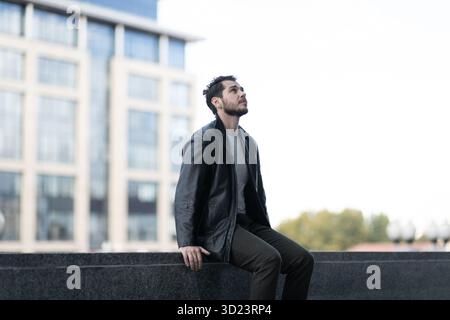 Portrait of a man with symptoms of depressive disorders Stock Photo