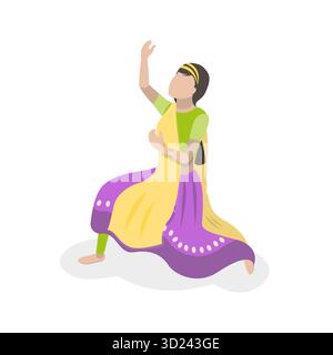 3D Isometric Flat  Set of Traditional Indian Dancers, Bollywood. Item 1 Stock Photo