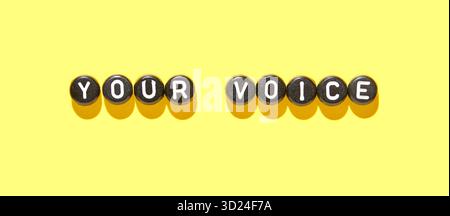 Your voice concept with letter beads on bright yellow background Stock Photo