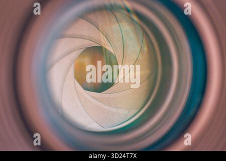 Camera lens closeup clean glass top quality photo video equipment technology abstract background professional optical design detail Stock Photo