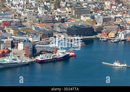 Tromso harbor from abobe Stock Photo