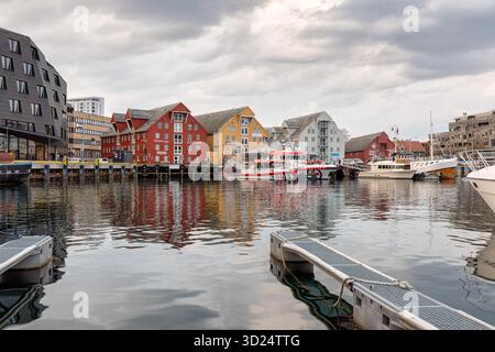 Tromso harbor at cloudy day Stock Photo