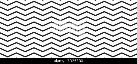 Repeating horizontal zigzag lines. Black and white zig zag pattern. Parallel jagged stripes background. Minimalistic graphic print. Vector Stock Vector