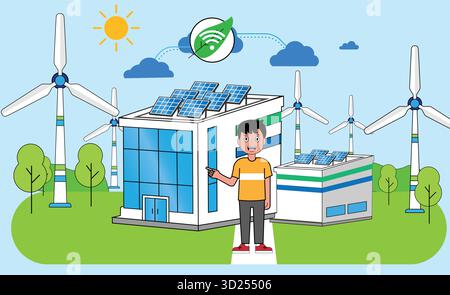 Sustainable Green Cloud Infrastructure Concept – Eco-Friendly Data Storage and Renewable Energy Technology Illustration Stock Vector