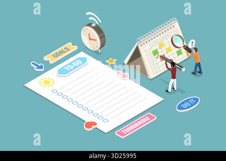 3D Isometric Flat Illustration of Calendar, Reminder or Notification 3D Isometric Flat Illustration of Calendar, Reminder or Notification Stock Photo