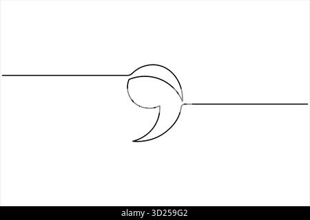Quote mark continuous one line drawing minimalist outline vector icon illustration Stock Vector