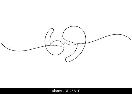 Quote mark continuous one line drawing minimalist outline vector icon illustration Stock Vector