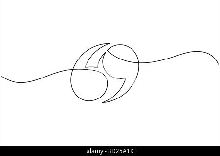 Quote mark continuous one line drawing minimalist outline vector icon illustration Stock Vector