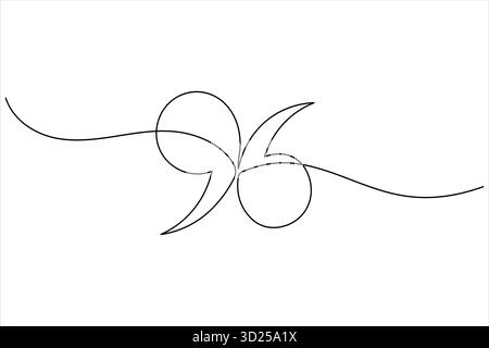 Quote mark continuous one line drawing minimalist outline vector icon illustration Stock Vector