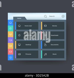 Modern desktop file explorer user interface vector design with folder icons and clean layout Stock Vector