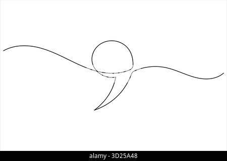 Quote mark continuous one line drawing minimalist outline vector icon illustration Stock Vector