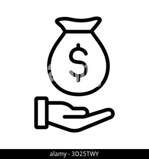 Money Bag with Hand and Dollar Sign Icon Symbol Stock Vector