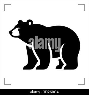 A monochrome black & white animal symbol in icon, logo, mascot, or pictogram style features a clean, minimalistic design with no background Stock Vector