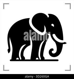 A monochrome black & white animal symbol in icon, logo, mascot, or pictogram style features a clean, minimalistic design with no background Stock Vector