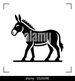A monochrome black & white animal symbol in icon, logo, mascot, or pictogram style features a clean, minimalistic design with no background Stock Vector