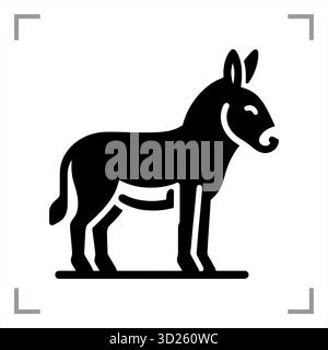 A monochrome black & white animal symbol in icon, logo, mascot, or pictogram style features a clean, minimalistic design with no background Stock Vector