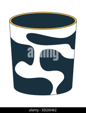 Wastebasket with modern abstract cow print 2D cartoon object Stock Vector