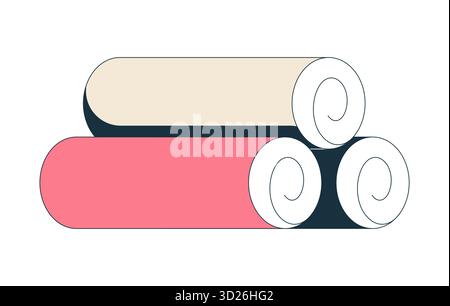 Rolled towels stack 2D cartoon object Stock Vector