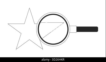 Star with magnifying glass 2D line object Stock Vector