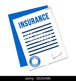 Insurance document with seal and signature 2D doodle object Stock Vector