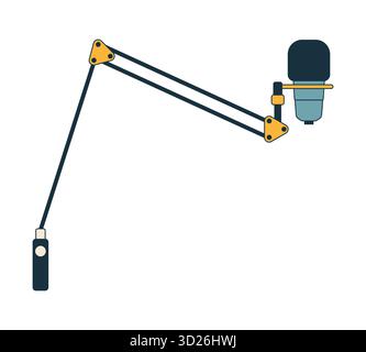 Professional boom arm microphone setup 2D cartoon object Stock Vector