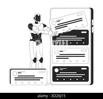 AI algorithms in digital content sorting line illustration concept Stock Vector