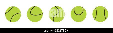 green tennis balls in different positions and angles; perfect for sports-themed projects, tennis equipment packaging, posters, icons, and infographics Stock Vector
