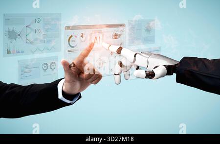 A generative AI assistant displays its own development environment. This platform shows the tools used for coding algorithms, training machine learnin Stock Photo