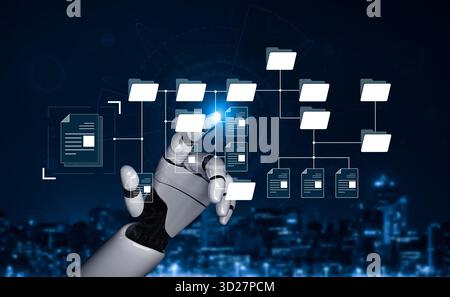 AI organizing file directory structure, streamlining folder management, arranging document paths, and automating digital hierarchy operations. Vouch Stock Photo