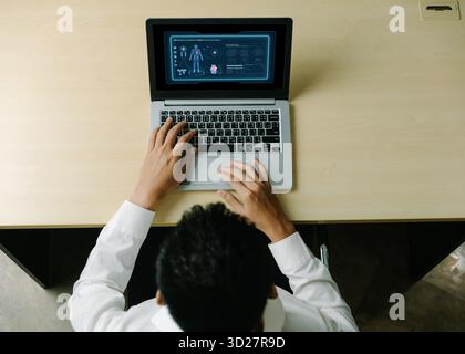 Medical science technology and futuristic healthcare virtual computer software analyze human health and diagnose disease for doctor data and medical r Stock Photo