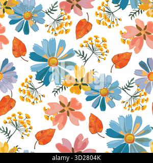 Vector floral seamless pattern in watercolor style Stock Vector