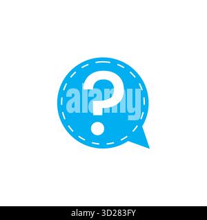 Blue question mark chat bubble icon vector isolated on white background representing help support information query ask faq or discussion symbol ideal Stock Vector