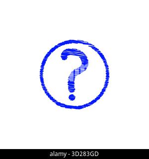 Scribbled blue question mark inside circle vector hand drawn symbol representing help query doubt or inquiry isolated on white background perfect Stock Vector