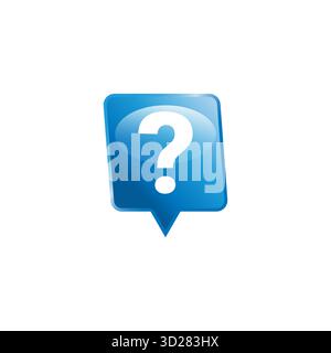 White question icon placed inside a blue glossy speech bubble representing help inquiry curiosity or question concept ideal for creative design Stock Vector