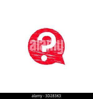 Red scribbled question mark drawn inside a circular speech bubble symbol representing help inquiry or question concept perfect for creative design Stock Vector