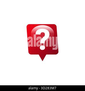 White question mark placed inside a 3d red speech bubble representing inquiry help or confusion concept perfect for creative design communication Stock Vector