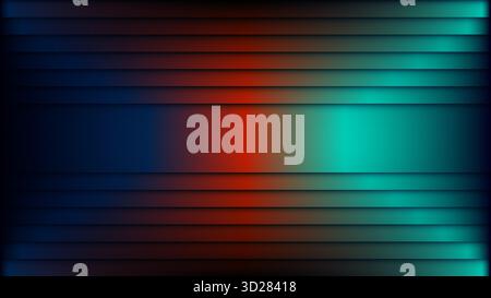 Dark futuristic technology concept backdrop featuring deep blue and teal gradient with a central vertical light glow. horizontal bands, digital scienc Stock Vector