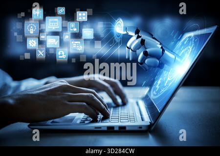 Artificial intelligence streamlines the website design process, from layout to coding. AI tools help create an optimal user experience, enhancing mode Stock Photo