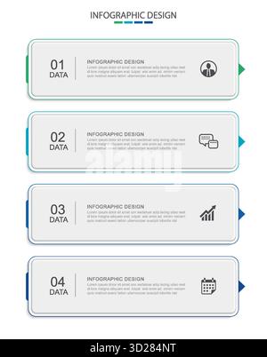 Business 4 infographic data timeline template design. Stock Vector