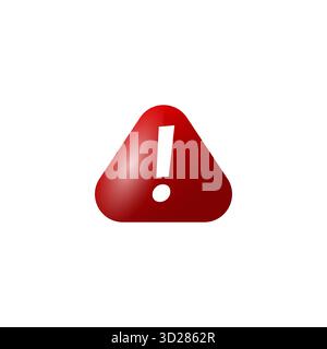 Red warning triangle with white exclamation mark symbol representing alert danger or caution vector design isolated on white background Stock Vector