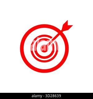 Red target with arrow symbolizing accuracy success and goal achievement ideal for business strategy motivation aim and precision design Stock Vector
