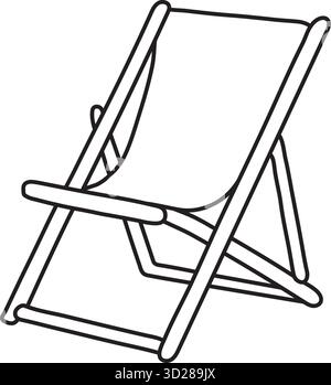 A portable beach chair with a fabric seat and wooden frame folds for easy transport and lounging Stock Vector