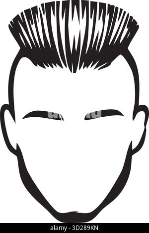 A dramatic mohawk silhouette rises high with close clipped sides and straight tapered top Stock Vector