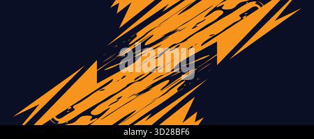Abstract Grunge Sport Background with Bold Orange Brush Strokes on Black Background. Dynamic Sport Banner or Poster Design Stock Vector