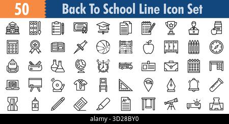 BackTo School icon set in Outline style Minimilist and trendy Icon set Stock Vector